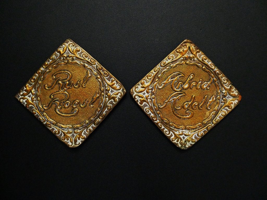 2 Latoen koperen spreukborden spreuk Rust Roest Arbeit Adelt, Antiek en Kunst, Ophalen of Verzenden