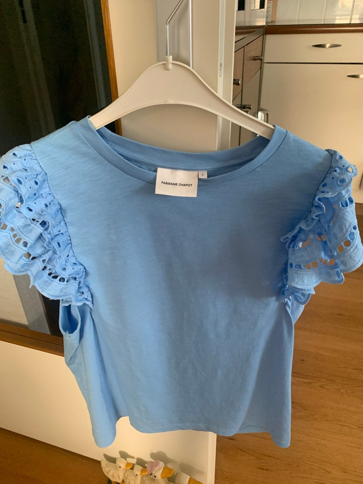 Fabienne Chapot katoenen top met kanten mouwen, maat L, Kleding | Dames, T-shirts, Blauw, Maat 42/44 (L), Ophalen of Verzenden