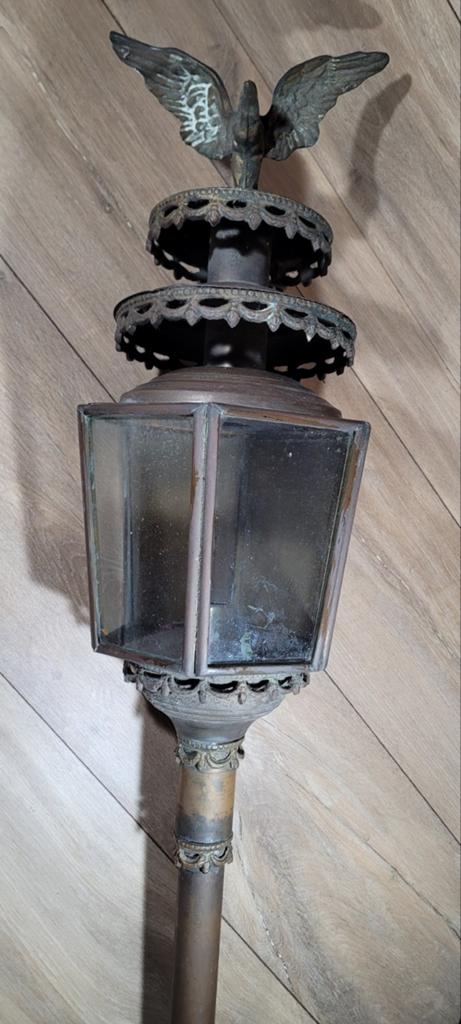Antieke koperen lantaarn met adelaar decoratie, Ophalen of Verzenden
