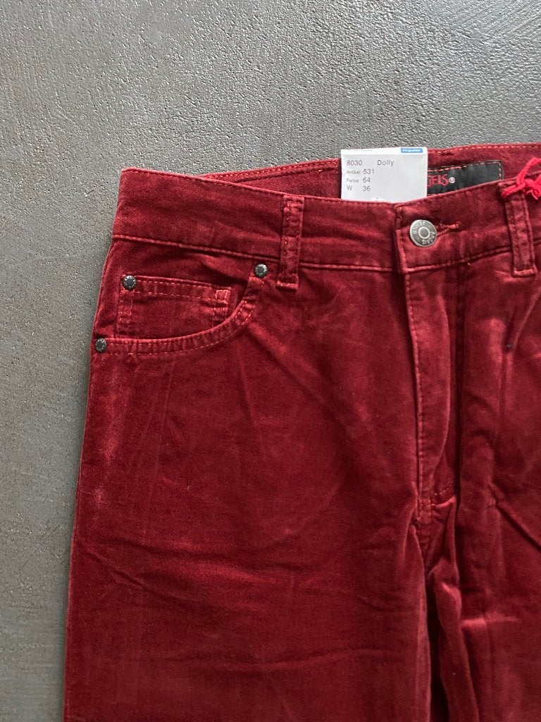 K305 Nieuw: Angels 36=S Broek Dolly L30 fluweel jeans rood, Kleding | Dames, Nieuw, Ophalen of Verzenden, Angels, Maat 36 (S)