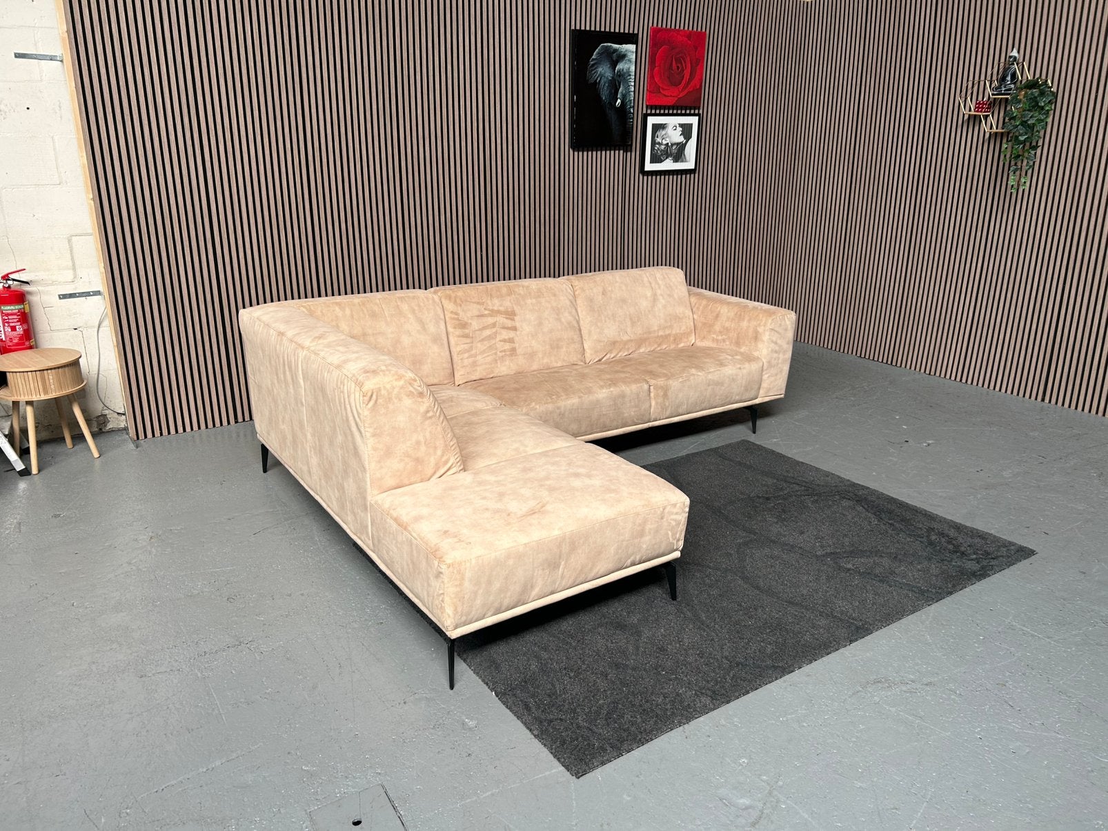 GRATIS LEVERING Velvet Hoekbank Beige 280X215 GEREINIGD, 250 tot 300 cm, Hoekbank, Ophalen of Verzenden, Zo goed als nieuw