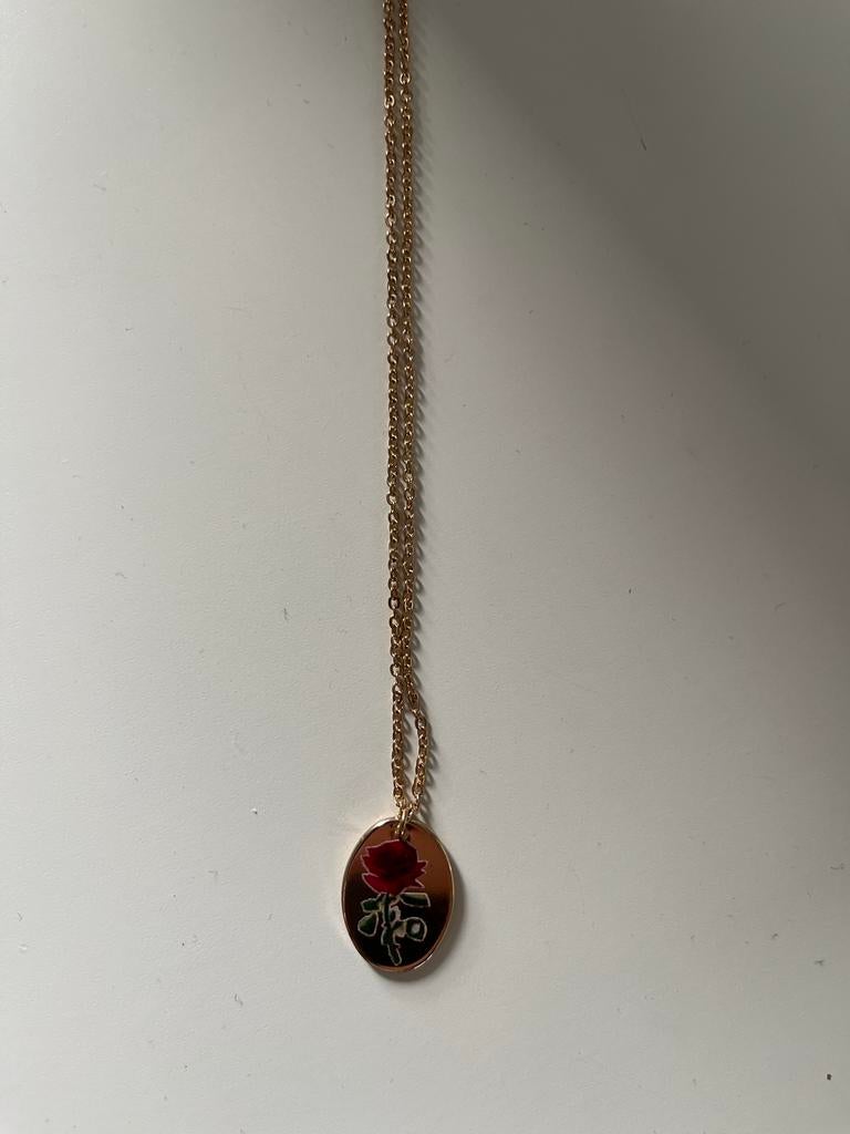 Nieuwe Zara ketting met roos hanger, Nieuw, Ophalen of Verzenden, Goud, Overige materialen