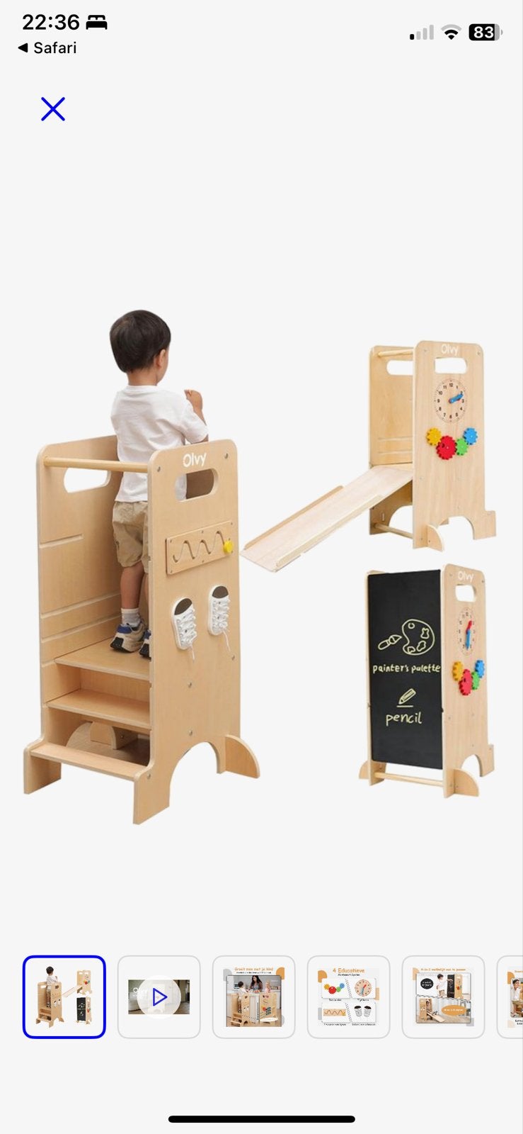 Olyvy Montessori Leertoren 3-in-1 met glijbaan en krijtbord, Ophalen, Gebruikt, Knutselen