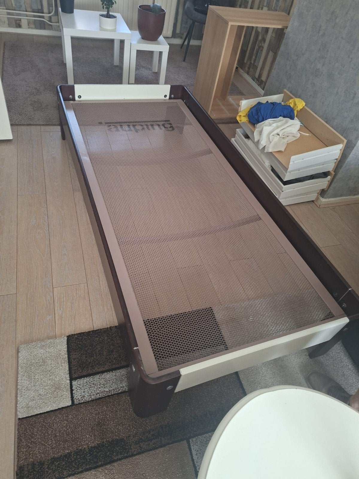 1 persoons bed van auping, Huis en Inrichting, Slaapkamer | Bedden, Ophalen, 90 cm, Eenpersoons, Bruin