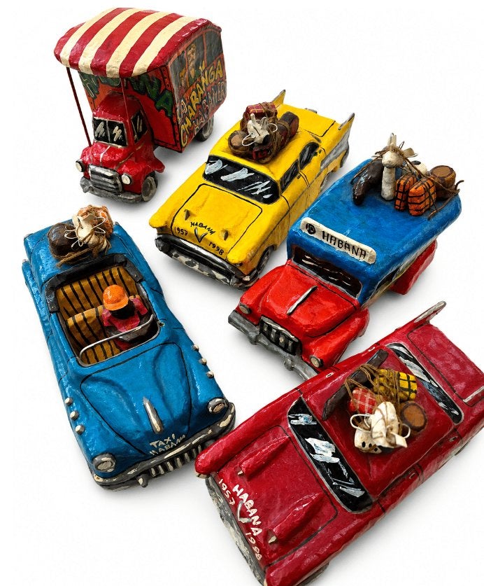 CUBA CARS, papier-maché (set van 5), Ophalen of Verzenden