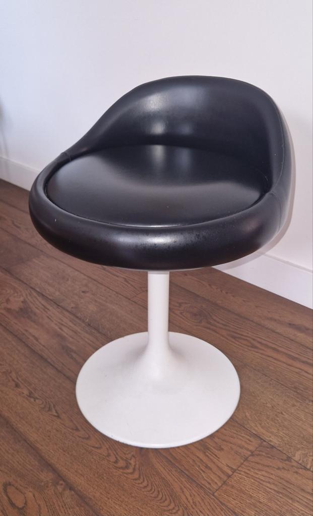 Vintage Tulip Kruk Zwart/Wit - Jaren '70 Design, Ophalen, Gebruikt, Vintage, Retro, Jaren '70, Tulip Design, Zwart