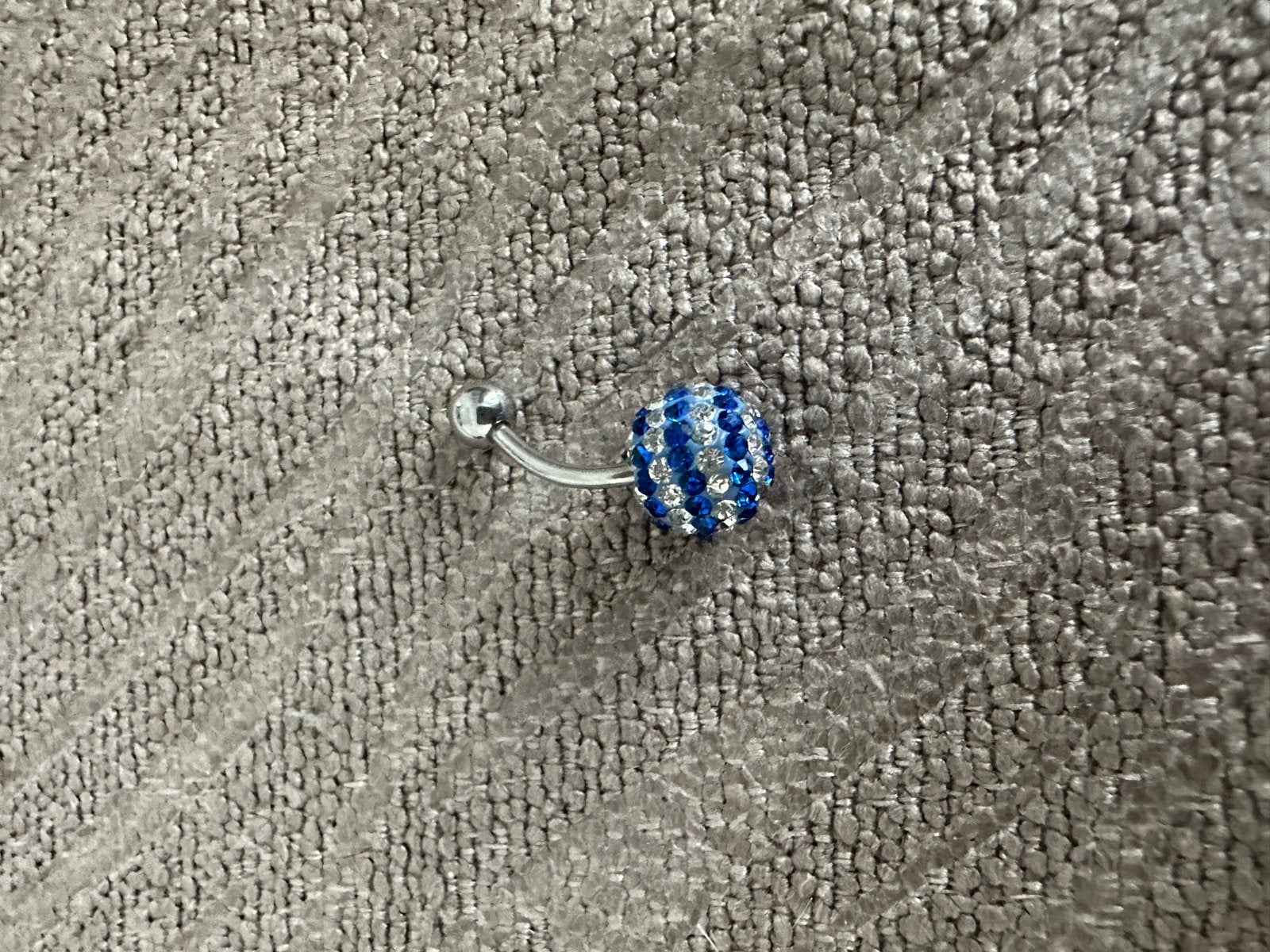 Navelpiercing blauw en zilver strass stainless steel, Nieuw, Ophalen of Verzenden, Met strass, Overige materialen