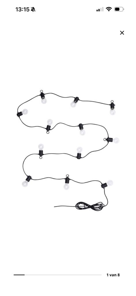 IKEA Svartra LED-lichtsnoer 12 lampjes, zwart/buiten, Tuin en Terras, Buitenverlichting, Kunststof, Minder dan 50 watt, Overige typen