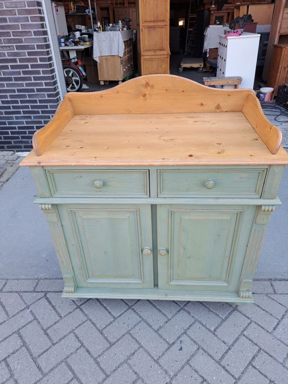 grenen commode licht groen, Gebruikt, 50 tot 70 cm, Ophalen of Verzenden, 100 cm of meer