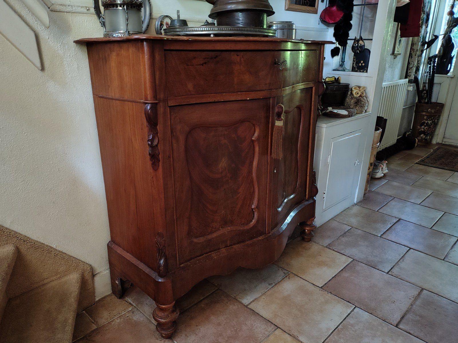 Antiek Biedermeier houten kastje met lade en deuren, Antiek en Kunst, Antiek | Meubels | Kasten, Ophalen