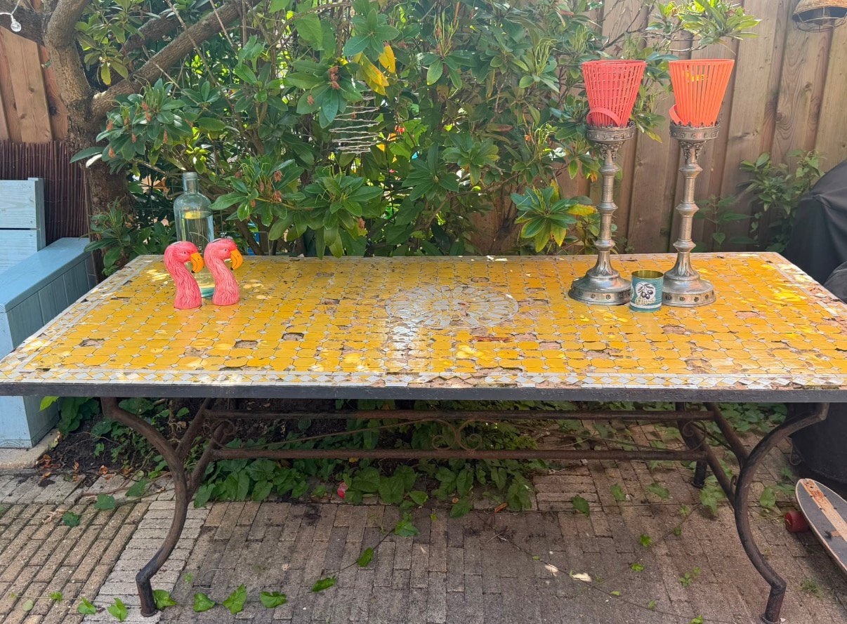 Mozaïek-tafel ( mooi,  wel ter restauratie), Ophalen, Gebruikt, Rechthoekig, Overige materialen