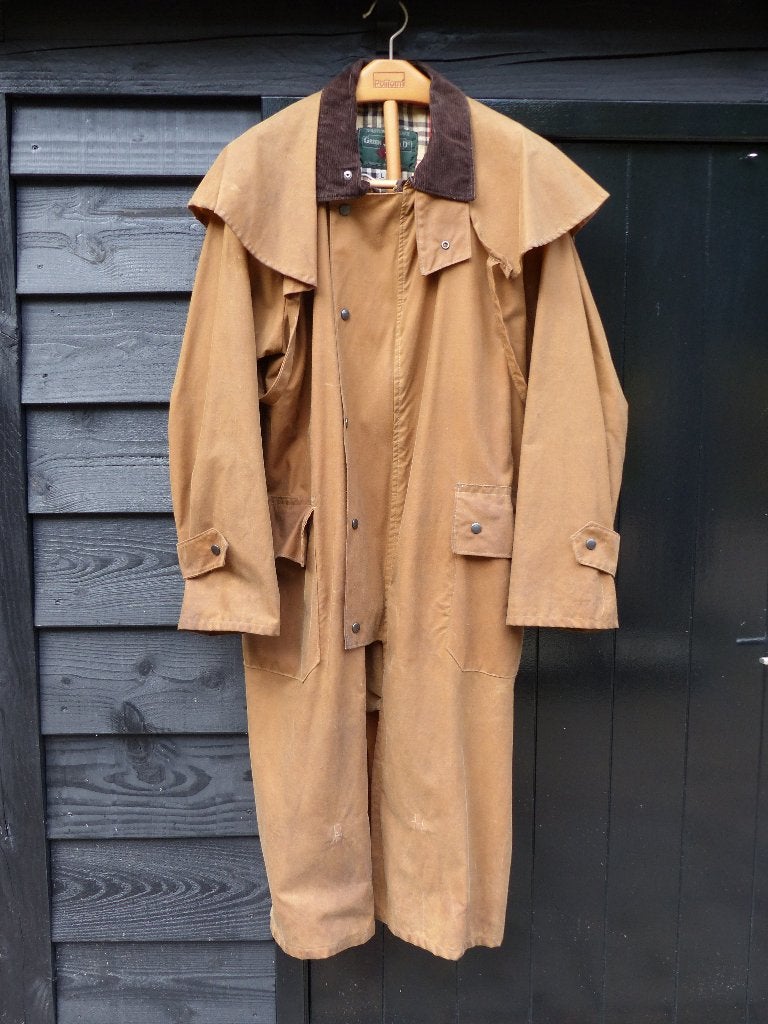 WAX JAS, PAARDRIJ-JAS. Maat XL, LANG model, Ophalen, Gedragen, Maat 56/58 (XL), Bruin