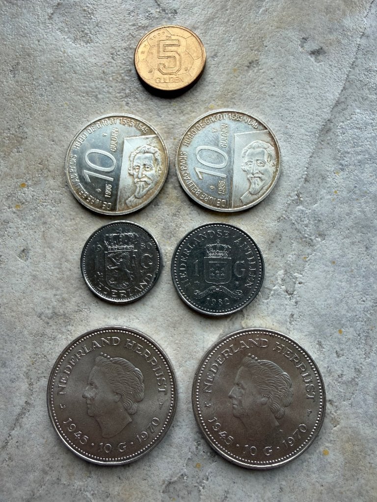 Nederlandse guldens – 5, 10 en 1 gulden, Ophalen, Koningin Juliana, Setje, Zilver