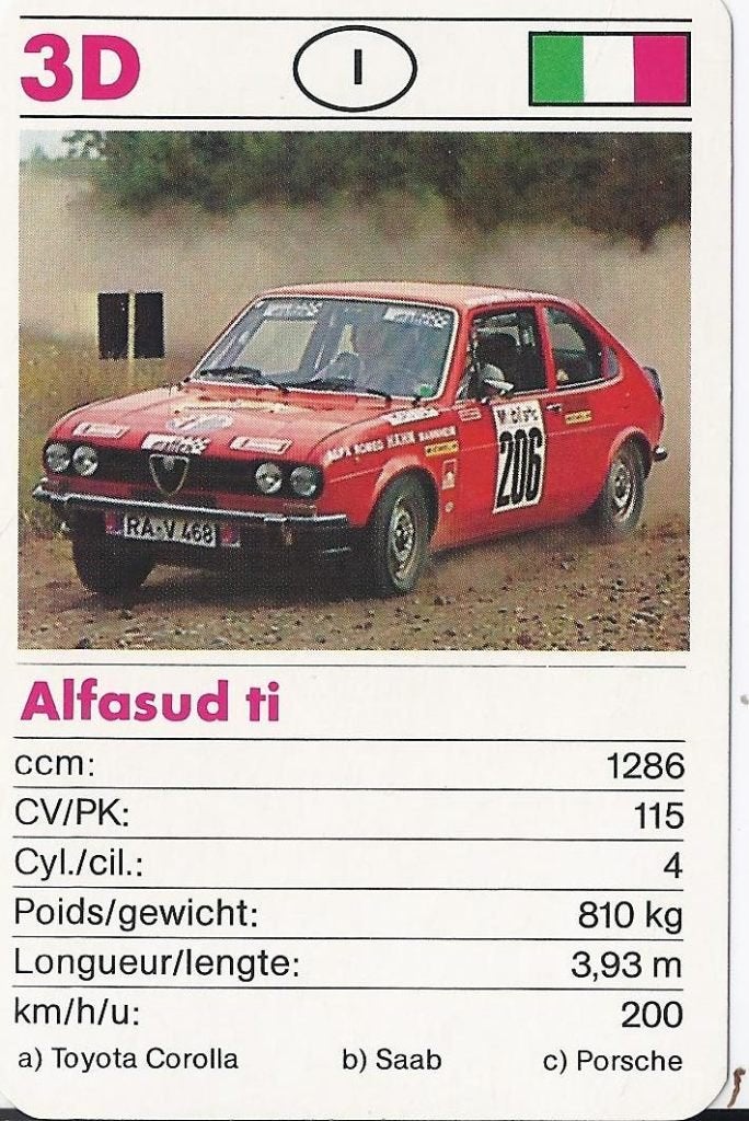 Kw2861 autokaartje 3d alfasud ti, Verzamelen, Ophalen of Verzenden, Zo goed als nieuw, Auto's