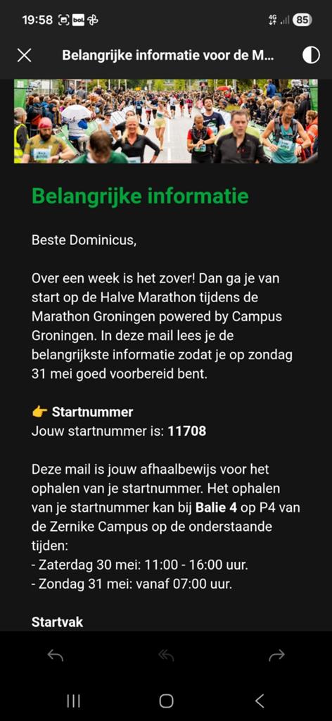 halve marathon groningen startbewijs, Sport en Fitness, Loopsport en Atletiek, Ophalen of Verzenden, Nieuw, Overige typen, Overige merken