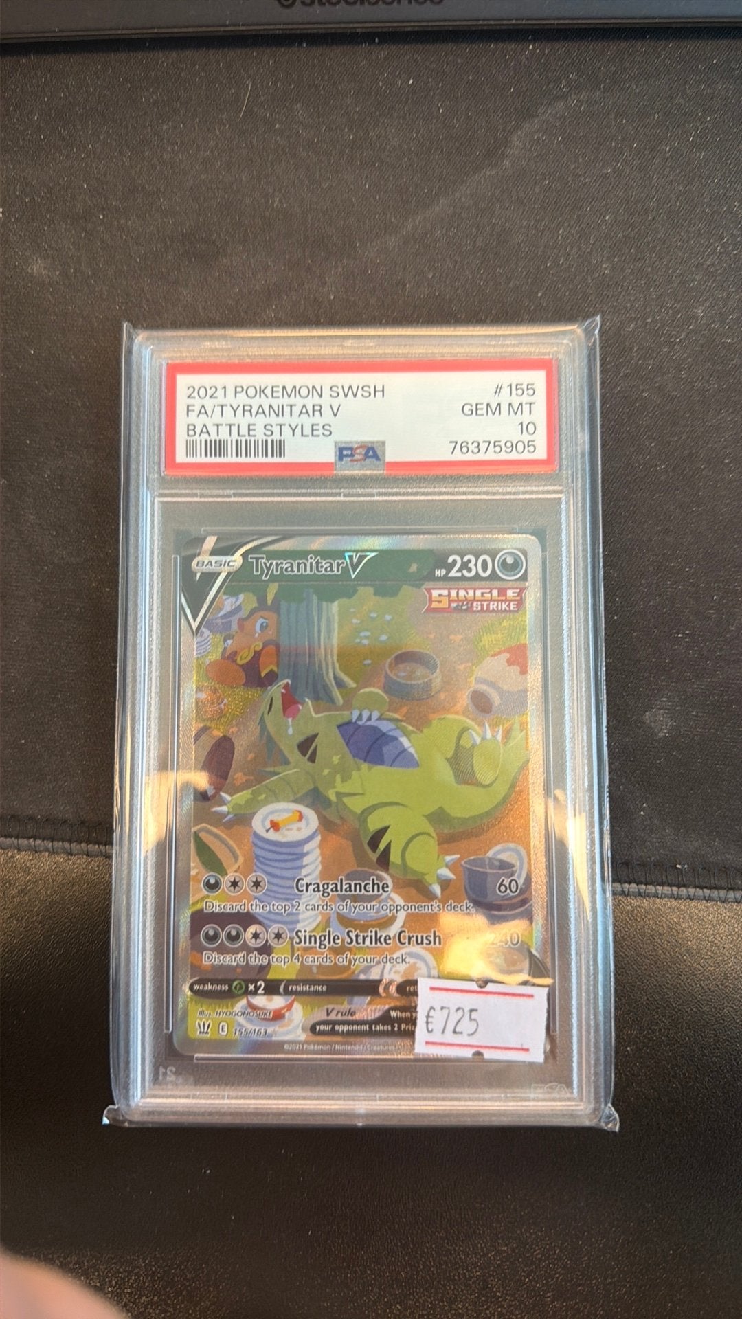 Tyranitar V Battle Styles #155 PSA 10, Ophalen of Verzenden, Zo goed als nieuw
