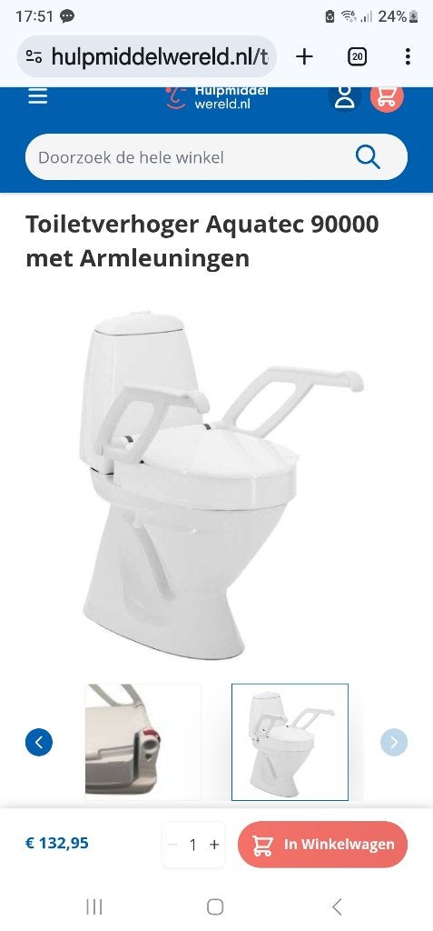 Invacare Aquatec toiletverhoger met armleuningen, Ophalen of Verzenden, Zo goed als nieuw