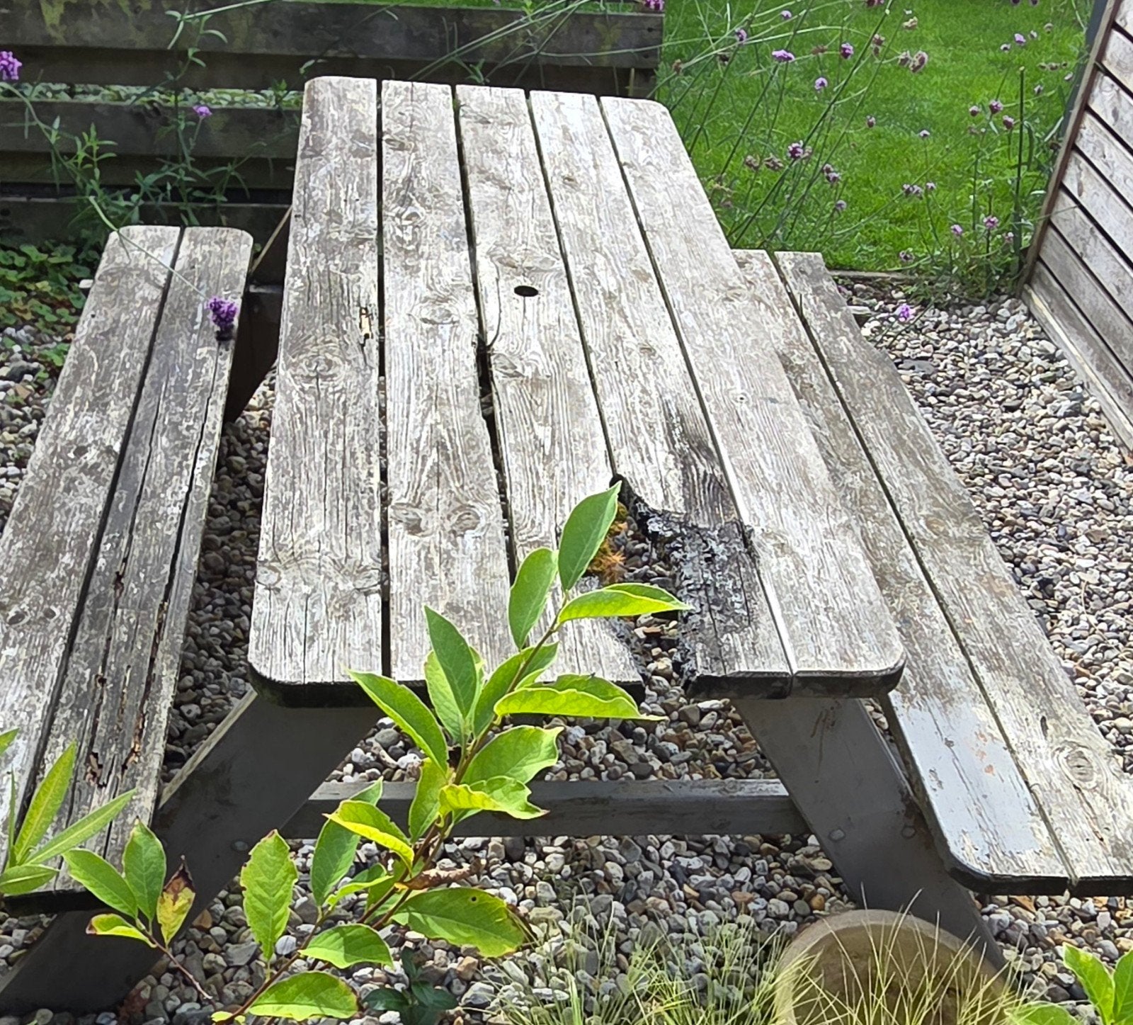 Stevige picknicktafel (opknapper), Ophalen, Gebruikt, Rechthoekig, Hout