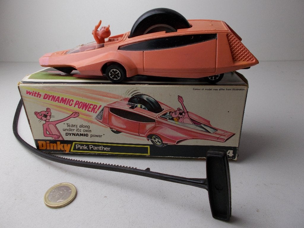 1972 Dinky Toys 354 PINK PANTHER + ORIGINELE DOOS +TREKKOORD, Ophalen of Verzenden, Zo goed als nieuw, Auto, Dinky Toys