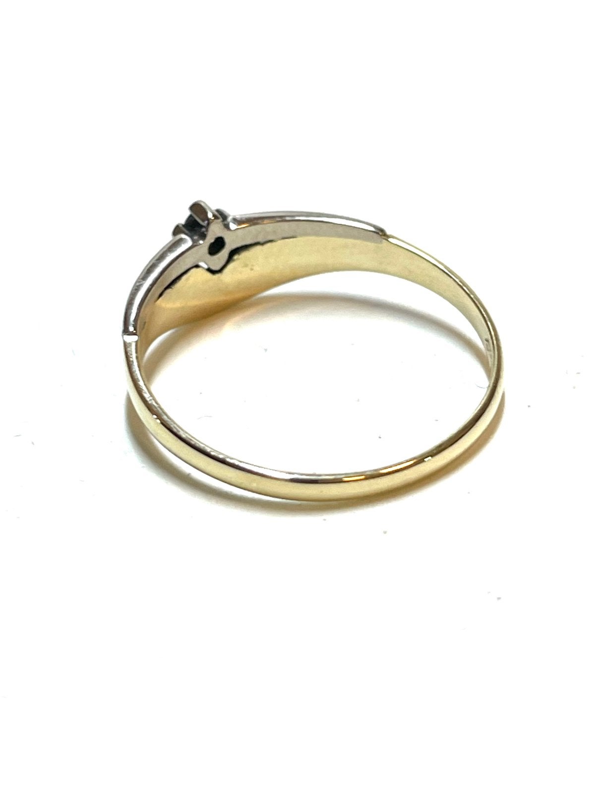 14k geel en witgouden ring met een zirkonia, -, -, Ophalen of Verzenden, Zo goed als nieuw