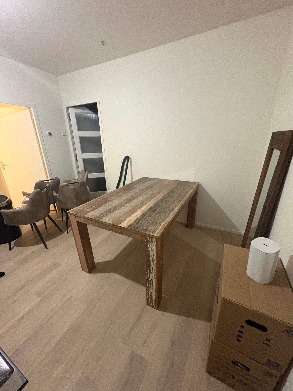 Braziliaans houten eettafel 160x100 - makkelijk demontabel, Ophalen, Gebruikt, 100 tot 150 cm, 150 tot 200 cm