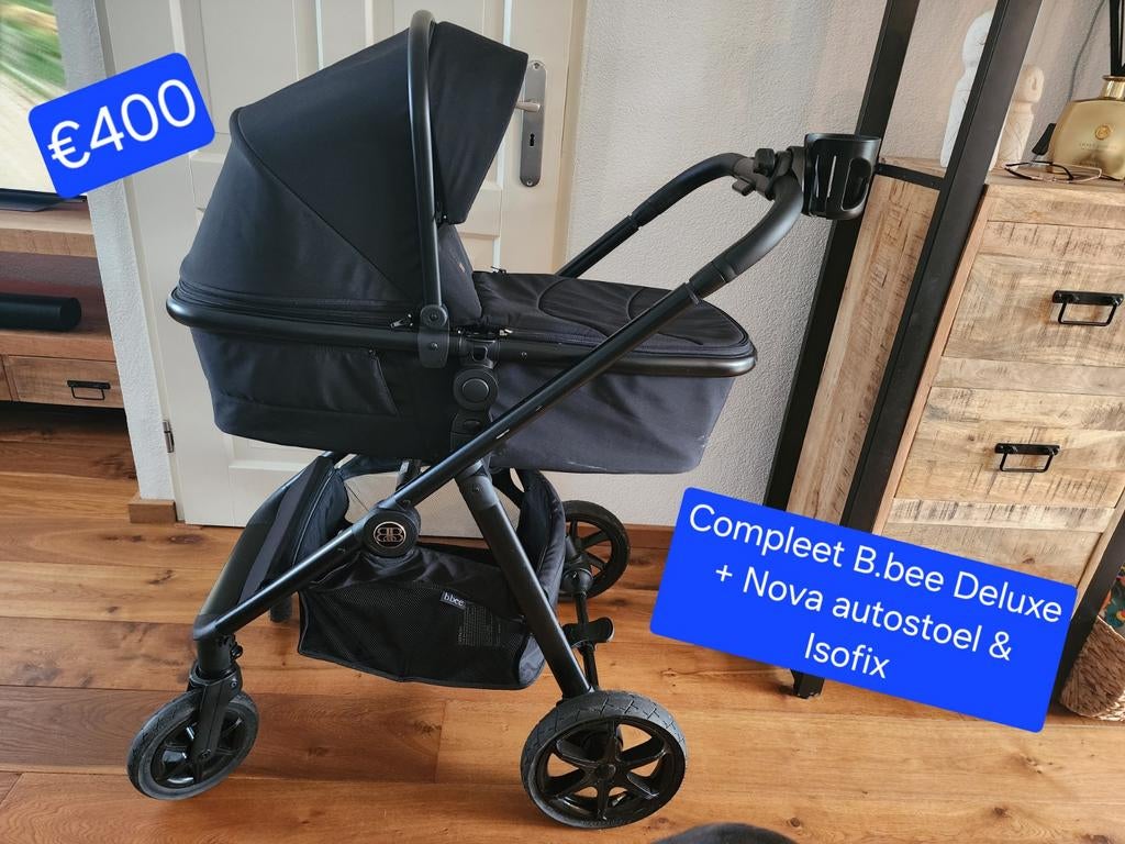 Complete B.bee Deluxe kinderwagen met autostoel en Isofix, Met autostoeltje, Zo goed als nieuw, Combiwagen, Ophalen