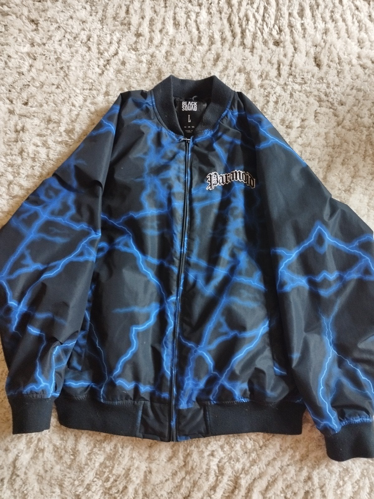 Black Squad bomberjack met bliksemprint - Maat L/XL, Maat 52/54 (L), Black Squad, Zwart, Ophalen of Verzenden