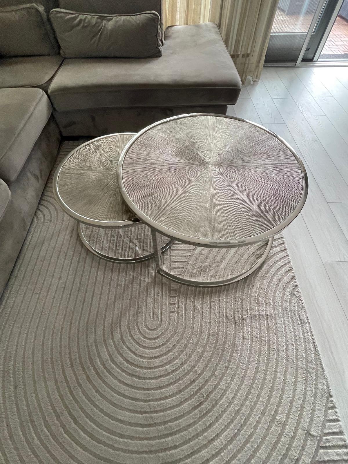 Salontafel, Huis en Inrichting, Ophalen, Zo goed als nieuw, Rond, Metaal