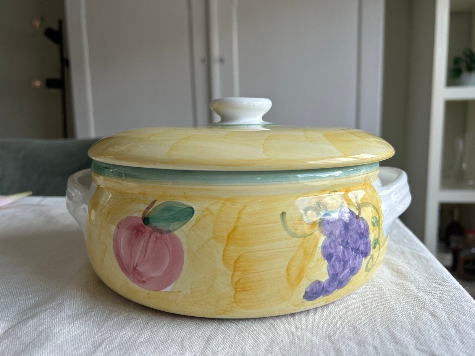 Caleca “Frutta” covered casserole vintage, Ophalen, Zo goed als nieuw, Keramiek, Overige stijlen
