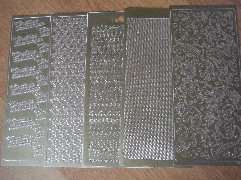 set van 5 sticker vellen Kerst goud, Ophalen of Verzenden, Nieuw, Kerst