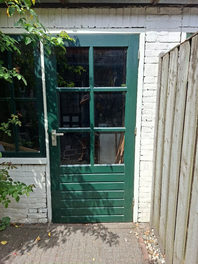 Hardhouten deur, Ophalen, Gebruikt, Buitendeur, 200 tot 215 cm