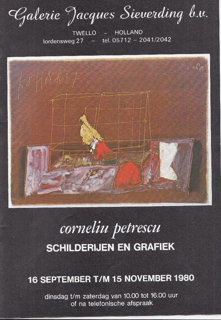 Corneliu Petrescu affiche galerie Jaques Sieverding 1980, Ophalen of Verzenden