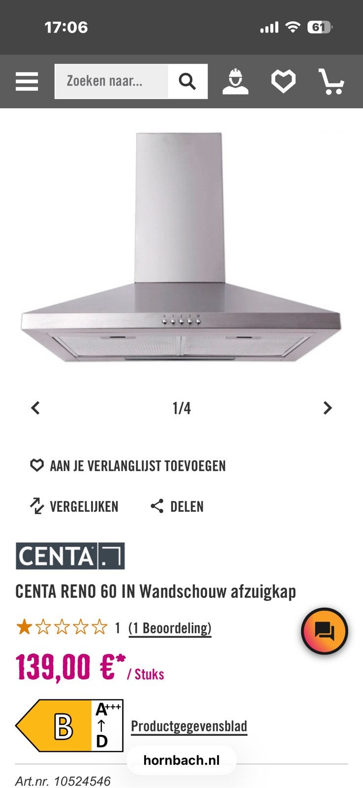 Afzuigkap nieuw in doos, Ophalen, Nieuw, Vrijstaand, Wandschouwkap