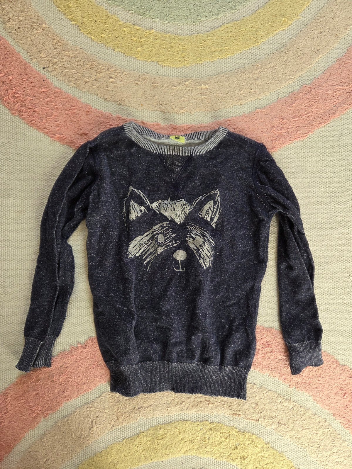Blauwe dunne trui met zilver vosje kiki & koko maat 116 in, Trui of Vest, Ophalen of Verzenden, Zo goed als nieuw, Kiki&Koko