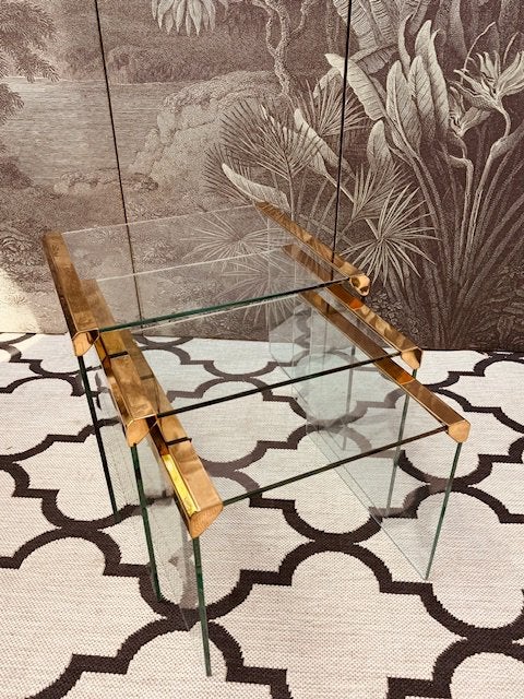 GALOTTI & RADICE MIME NESTING SET BIJZETTAFELS GLAS MESSING, Ophalen, Zo goed als nieuw, Minder dan 55 cm, Minder dan 45 cm