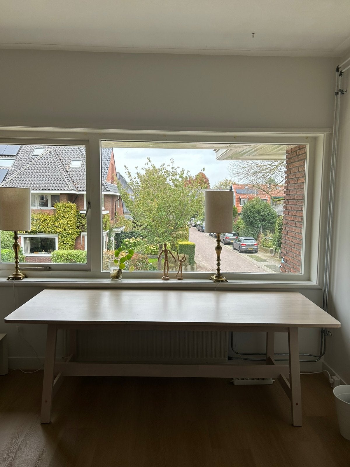Ikea Norråker - eettafel/bureau, Ophalen, 50 tot 100 cm, Wit Gebeitst Berk, Zo goed als nieuw