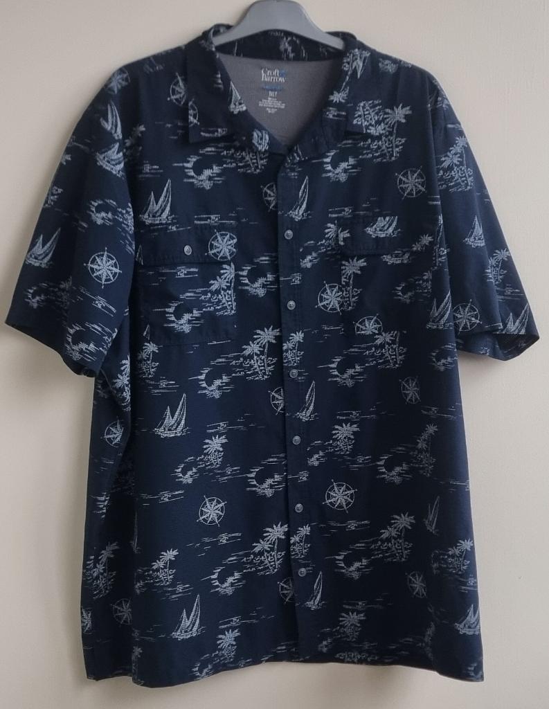 Croft & Barrow donkerblauw overhemd met print mt. 3XL, Overhemd, Blauw, Croft & Barrow, Ophalen of Verzenden