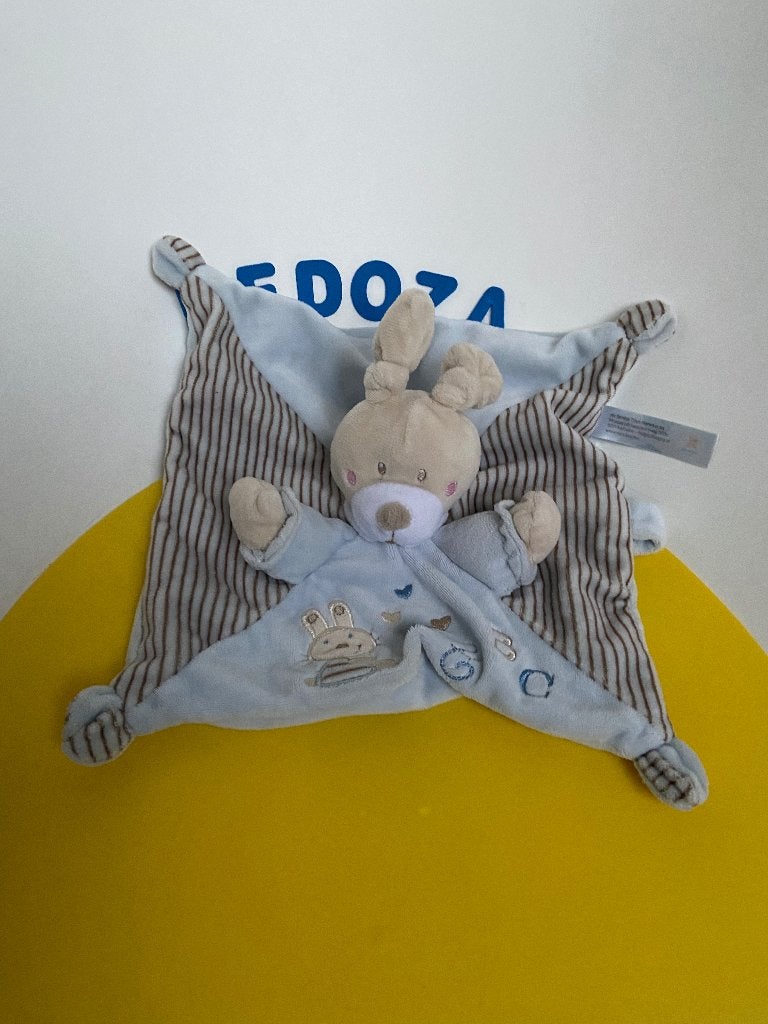 K2406 nicotoy doek doekje konijn blauw, Ophalen of Verzenden, Zo goed als nieuw, Konijn