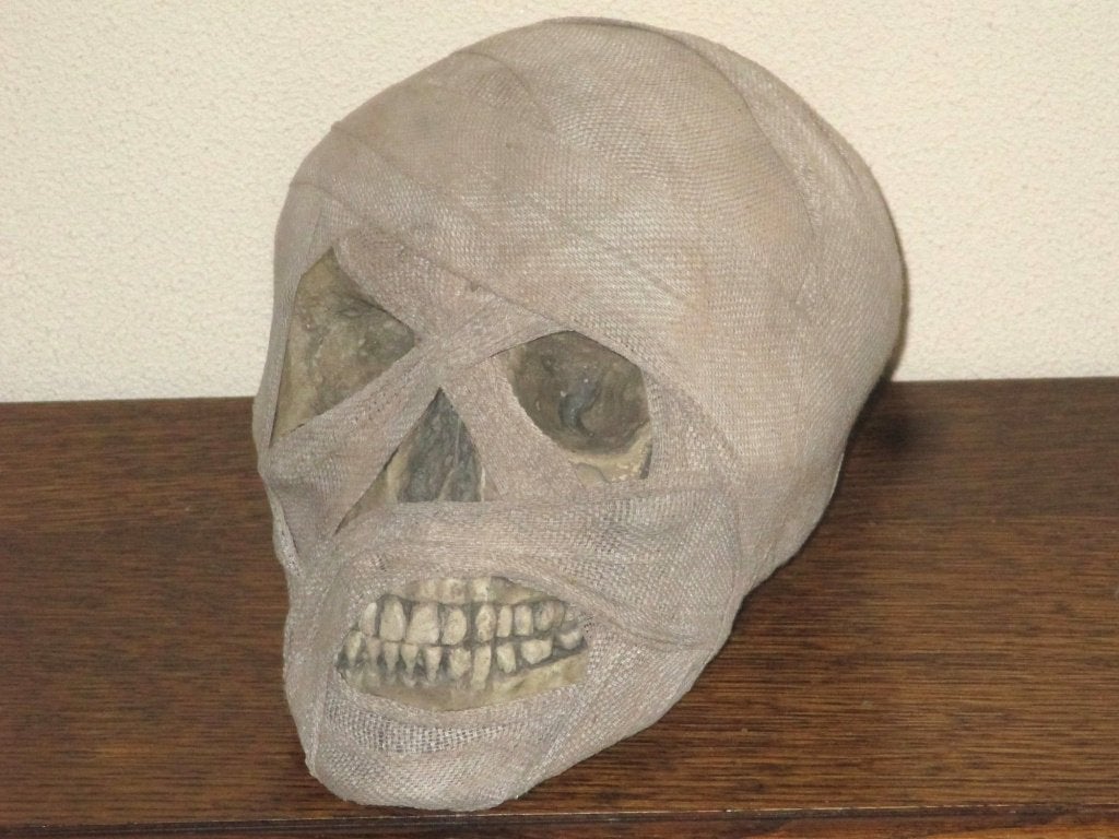 Mummie schedel mens, menselijke Mummy skull HANDMADE NAMAAK, Ophalen of Verzenden