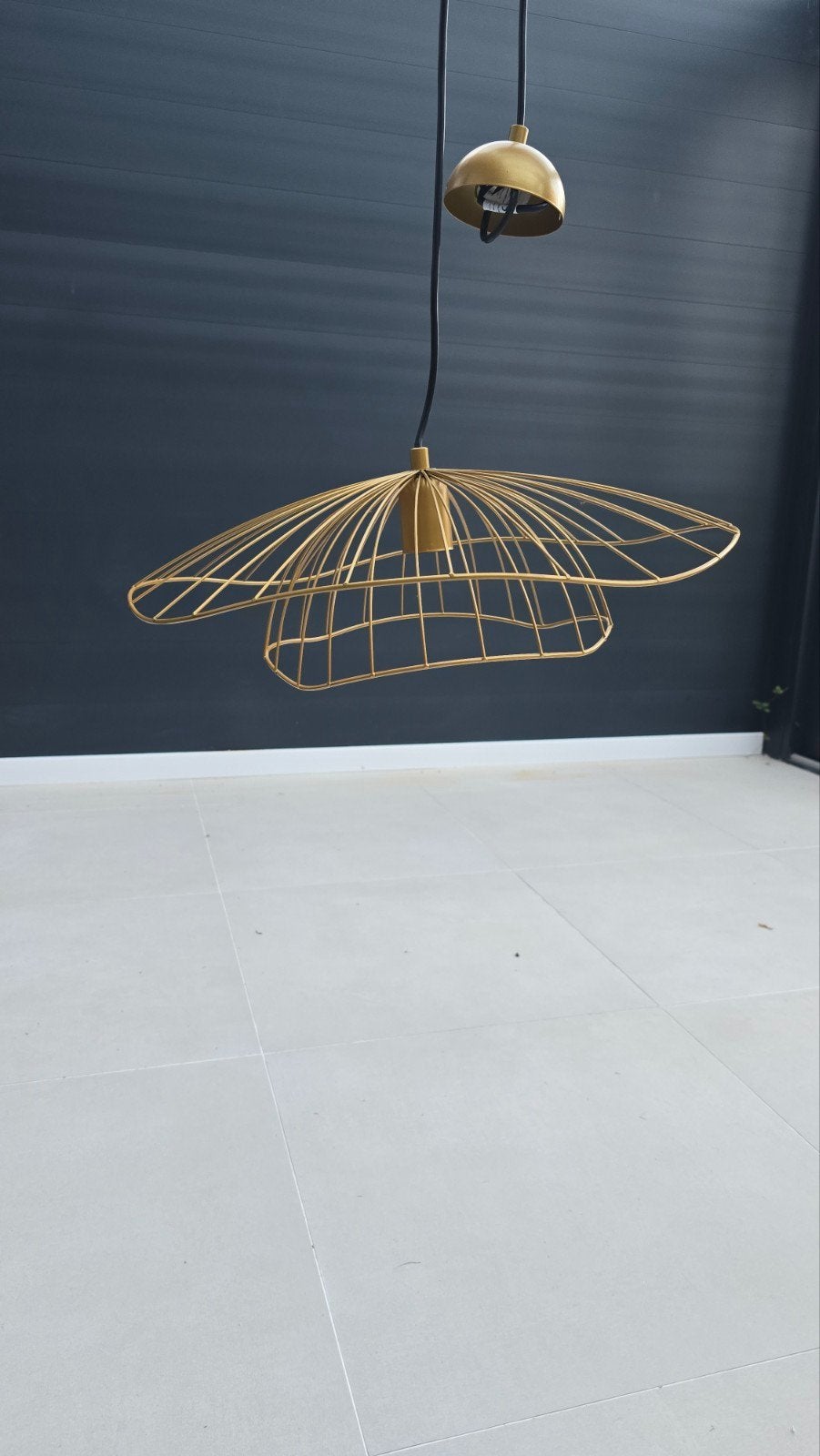 Gouden hanglamp Ø 50 cm, Modern, Industrieel, Zo goed als nieuw, Metaal, E27 (groot)