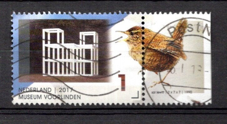 gestempelde zegel. Jaar 2017: Museum Voorlinden met tab, Ophalen of Verzenden, Na 1940, Gestempeld