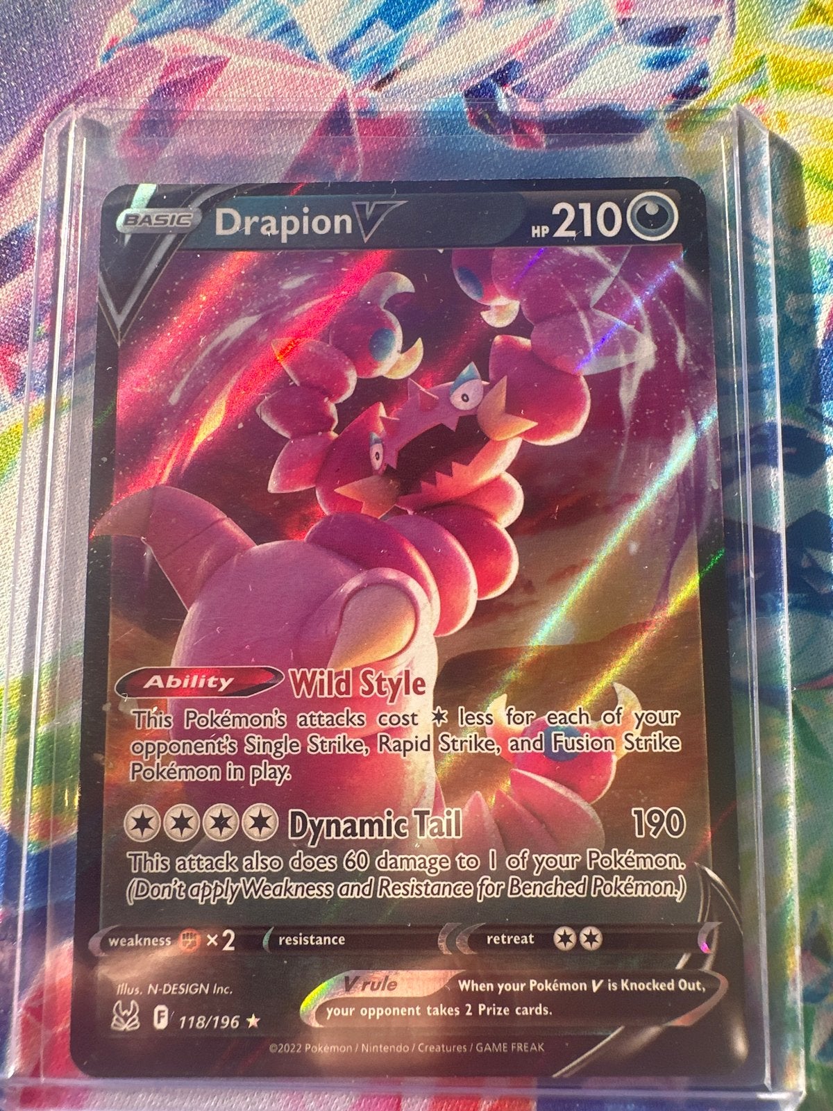 Drapion V 118/196 Lost Origin Pokémon Kaart, Ophalen of Verzenden, Zo goed als nieuw, Losse kaart, Foil
