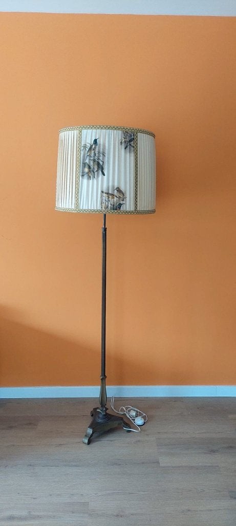 Vintage Vloerlamp lamp Jaren 60 70  Vogel kap koper messing, Ophalen, Eu, Eu, Vintage