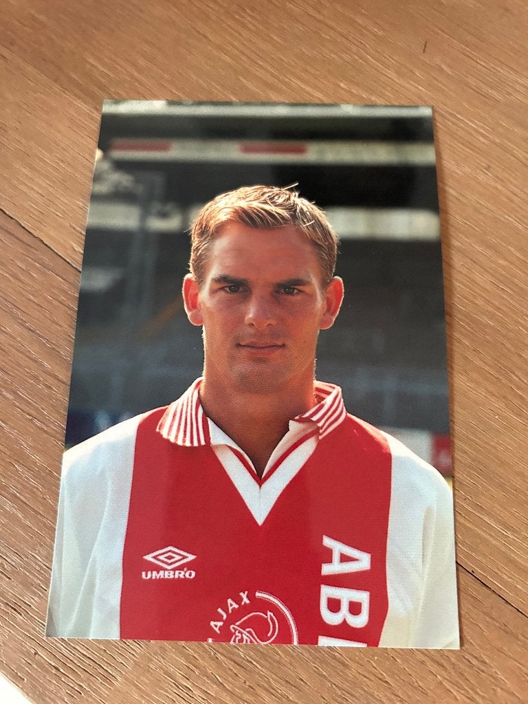 Ajax spelerskaart Ronald de Boer seizoen 1991/92 of 92/93, Verzamelen, Ophalen of Verzenden, Zo goed als nieuw, Ajax, Spelerskaart
