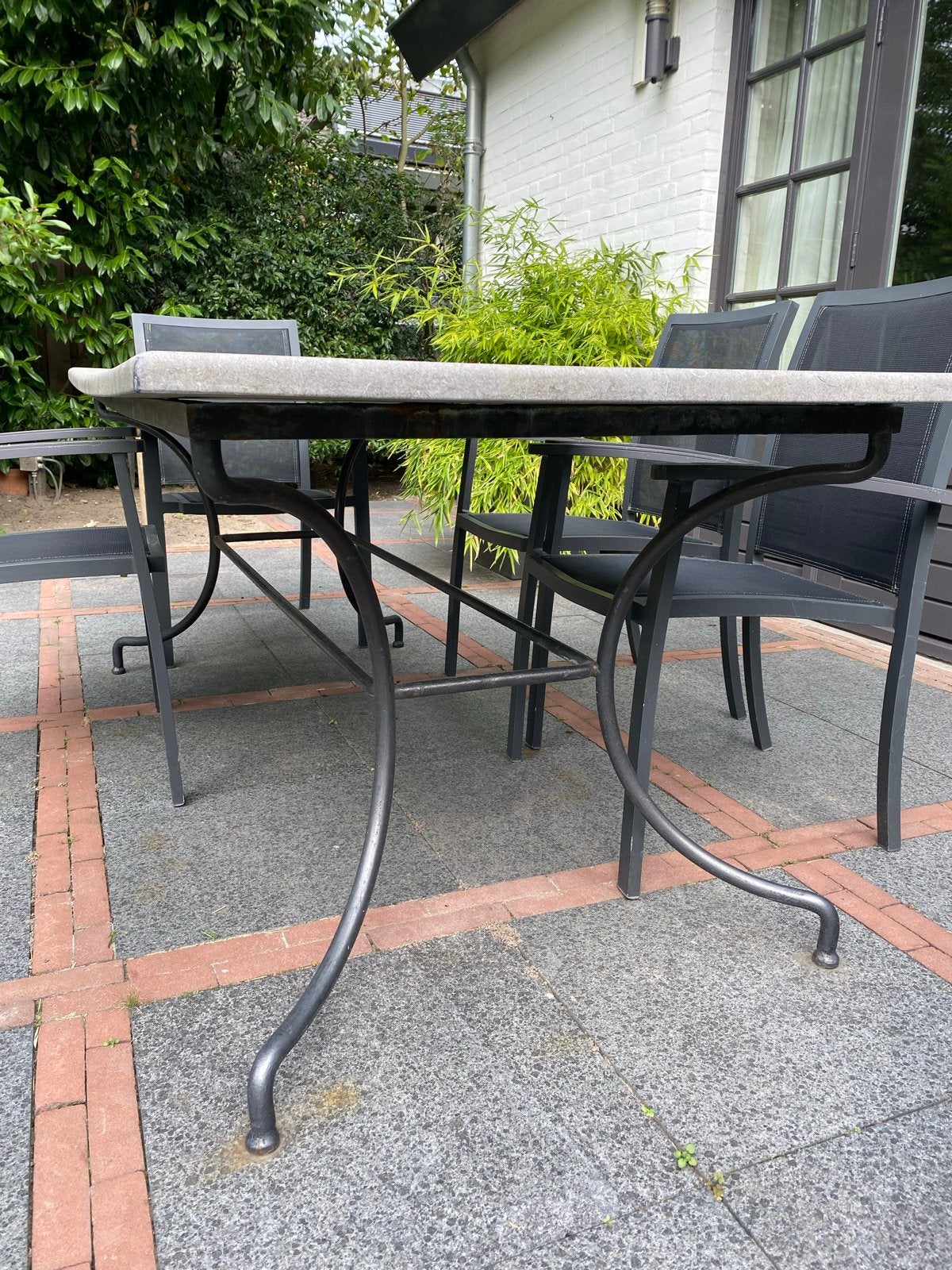 Tuinset: Rechthoekige tafel met 8 stoelen, Ophalen, Gebruikt, Rechthoekig, Metaal