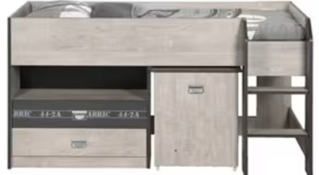 Halfhoogslaper met bureau en opbergruimte/ jongensbed, Gebruikt, 90 cm, Eenpersoons, 160 tot 180 cm
