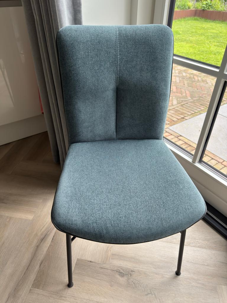 8 Xooon eetkamerstoelen (petrol)blauw, Ophalen, Gebruikt, Blauw, Stof