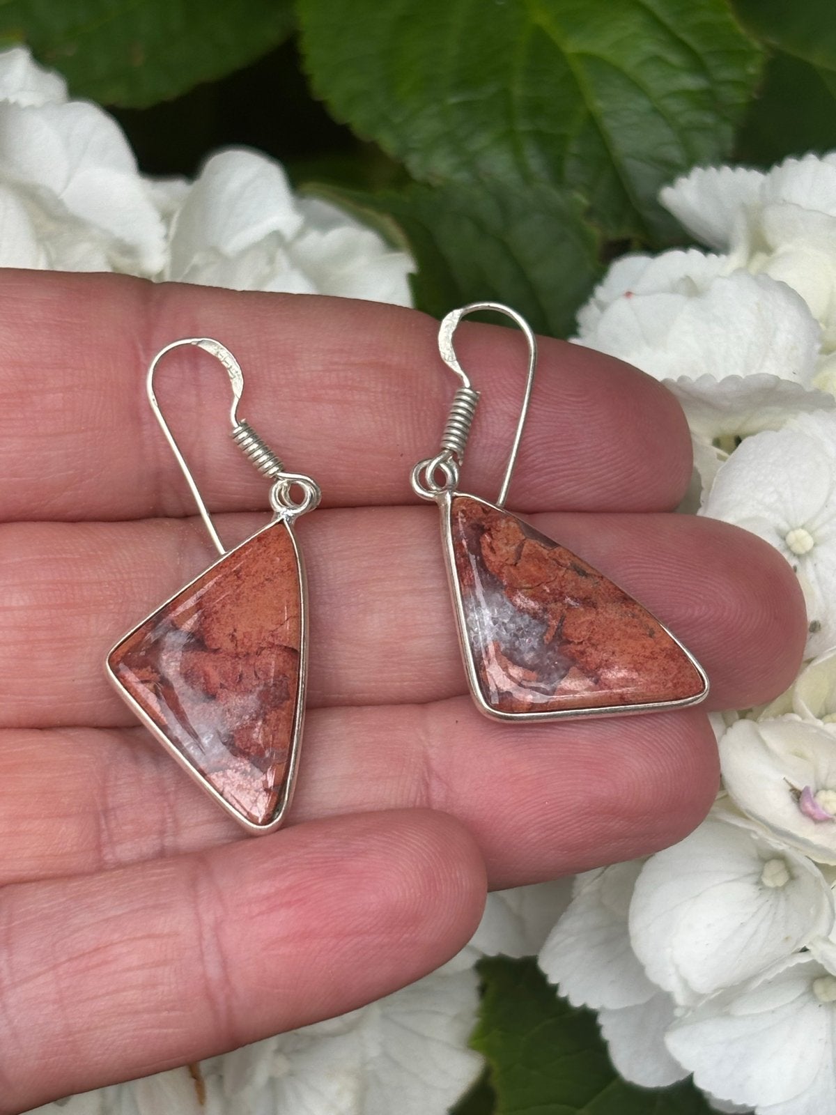 Handgemaakte Rode Jaspis Oorbellen, Sieraden, Tassen en Uiterlijk, Oorbellen, Hangers, Nieuw, Ophalen of Verzenden, Met edelsteen