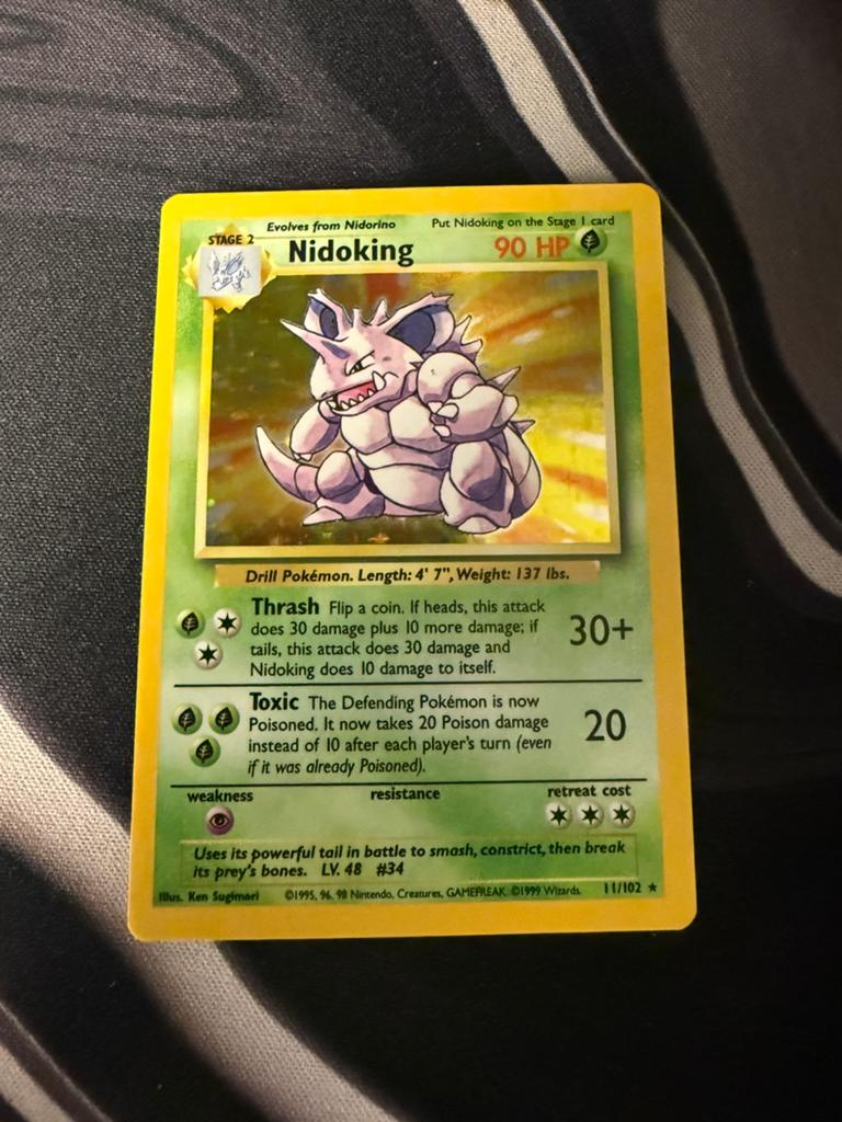 Pokemon Nidoking base set holo, Ophalen, Zo goed als nieuw
