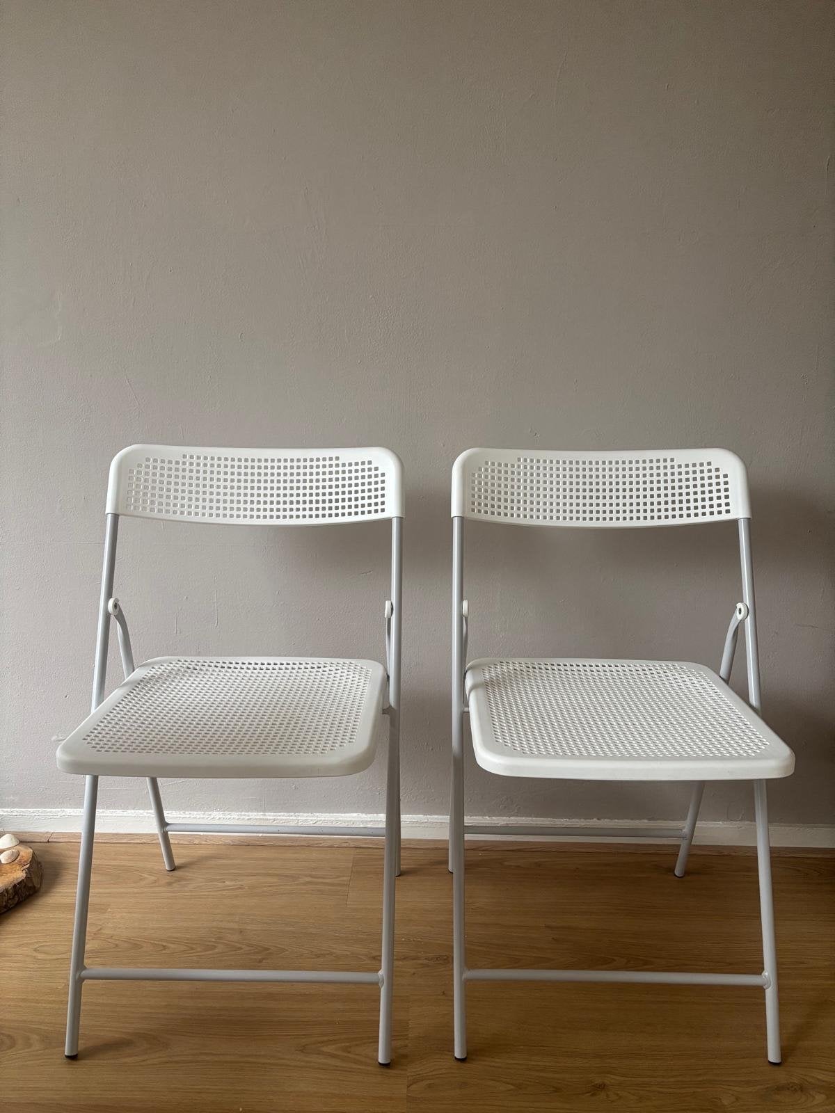 2x IKEA TORPARÖ Klapstoel - Wit, Ophalen, Kunststof, Gebruikt, Twee